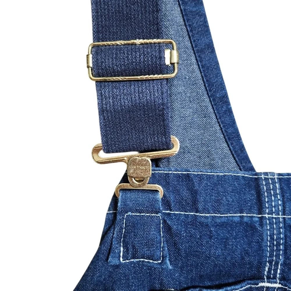 Vintage Carhartt Cargo Bib Denim Jean Overalls R08 DNM USA Mens 44 x 30